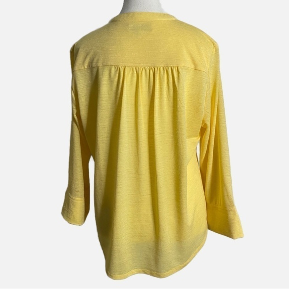 New Directions Yellow 3/4‎ Sleeve Business Casual Shirt - Picture 2 of 10